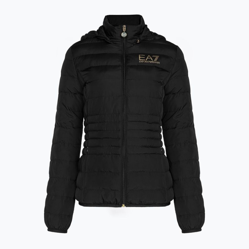 Moteriška striukė EA7 Emporio Armani Train Core Lady Eco Down Hoodie black/logo light gold