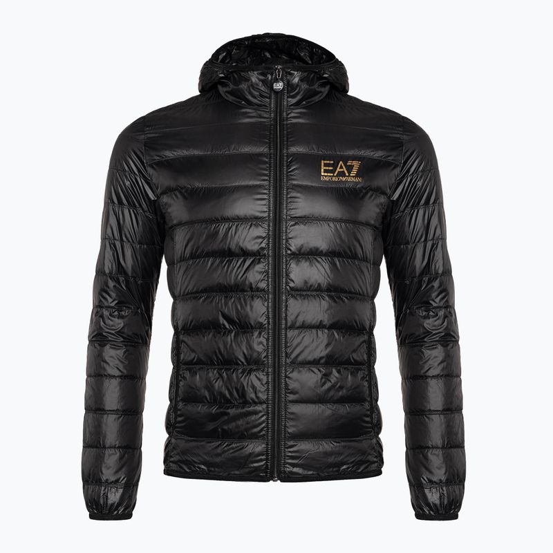 Vyriška striukė EA7 Emporio Armani Train Core ID Down Light Hoodie black/gold logo 7