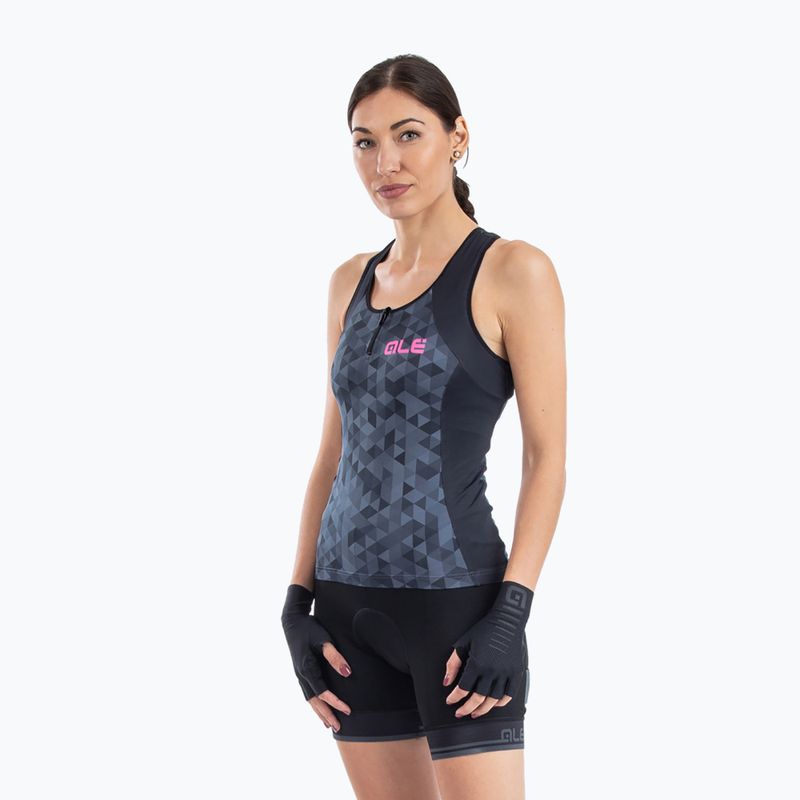 Moteriški dviratininkų marškinėliai Alé Top Donna Triangles pilka/juoda
