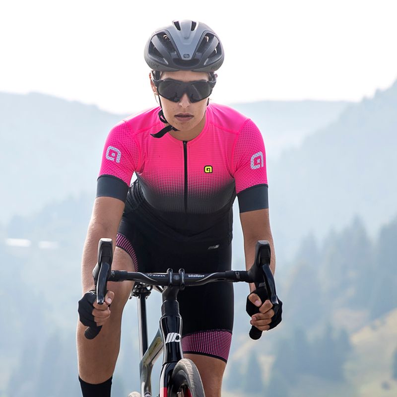 Moteriški dviračių marškinėliai Alé Maglia Donna MC Gradient fluo pink 9