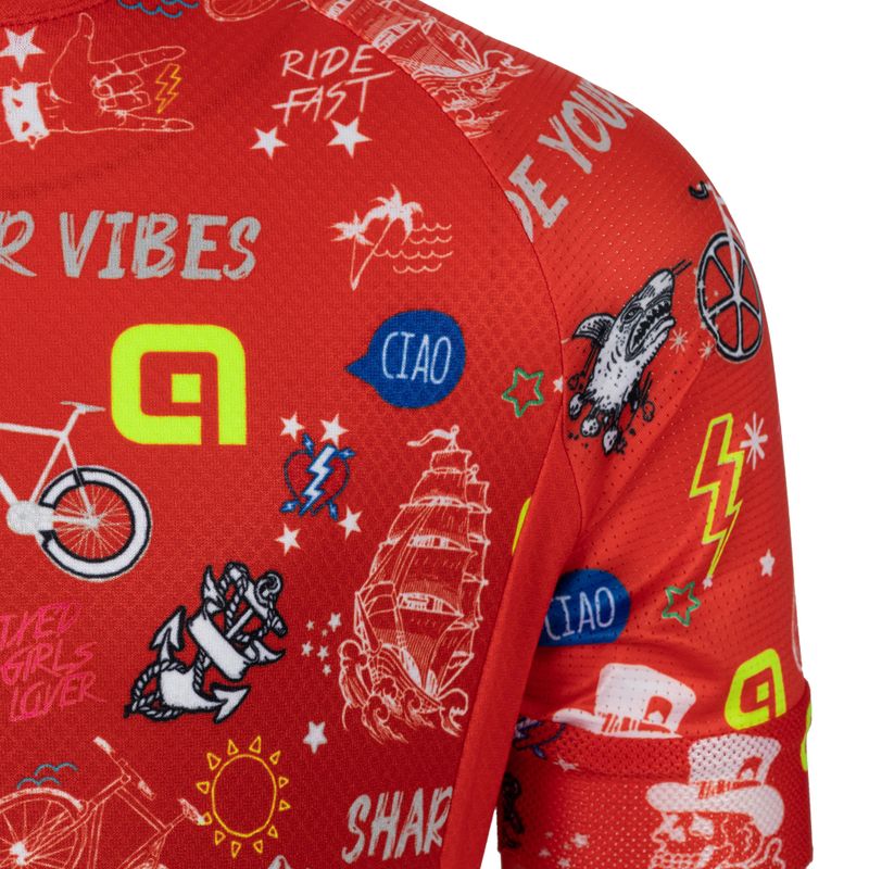 Vaikiški dviratininkų marškinėliai Alé Maglia Bimbo MC Vibes red 3