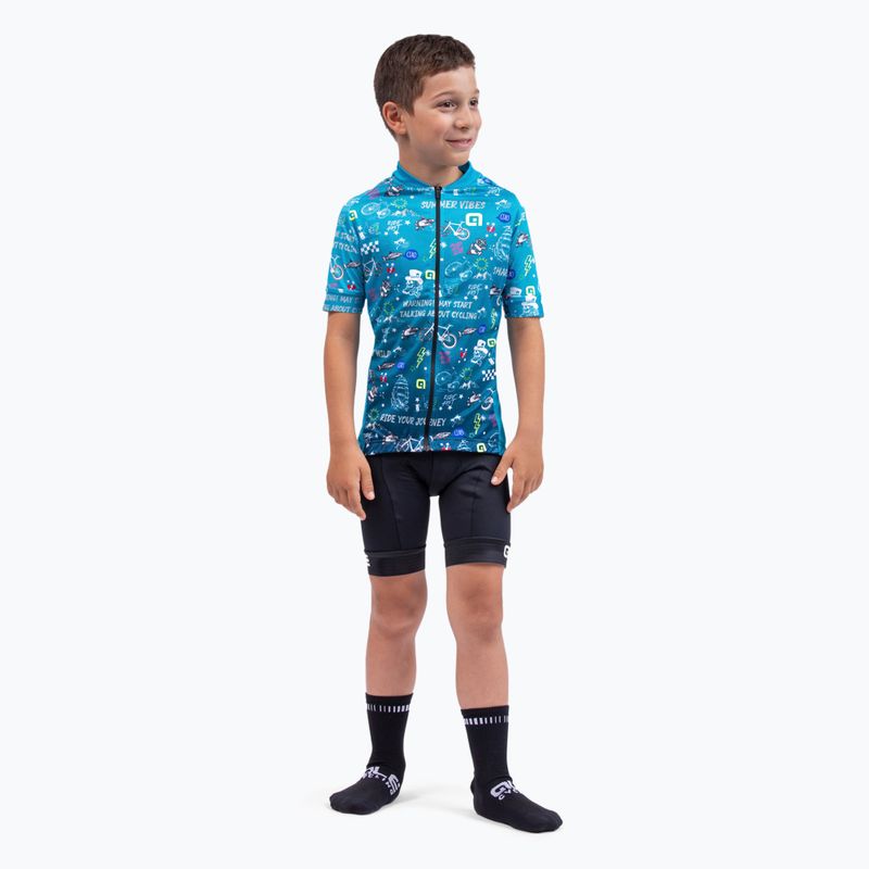 Vaikiški dviratininkų marškinėliai Alé Maglia Bimbo MC Vibes turquoise 2