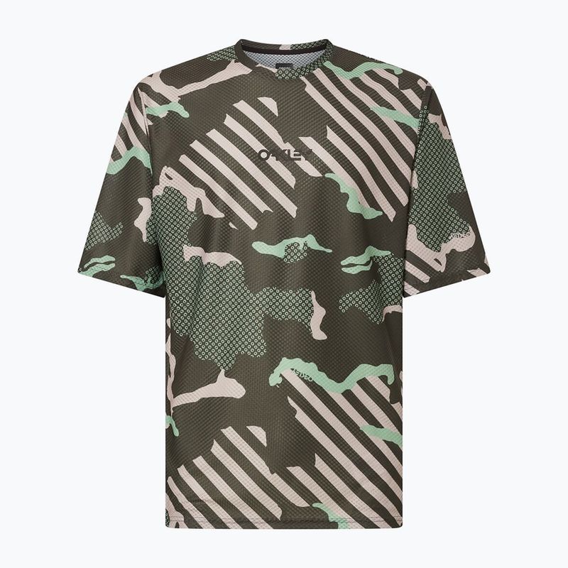 Vyriški dviračių marškinėliai Oakley Ride Free green stripe/grip camo 9