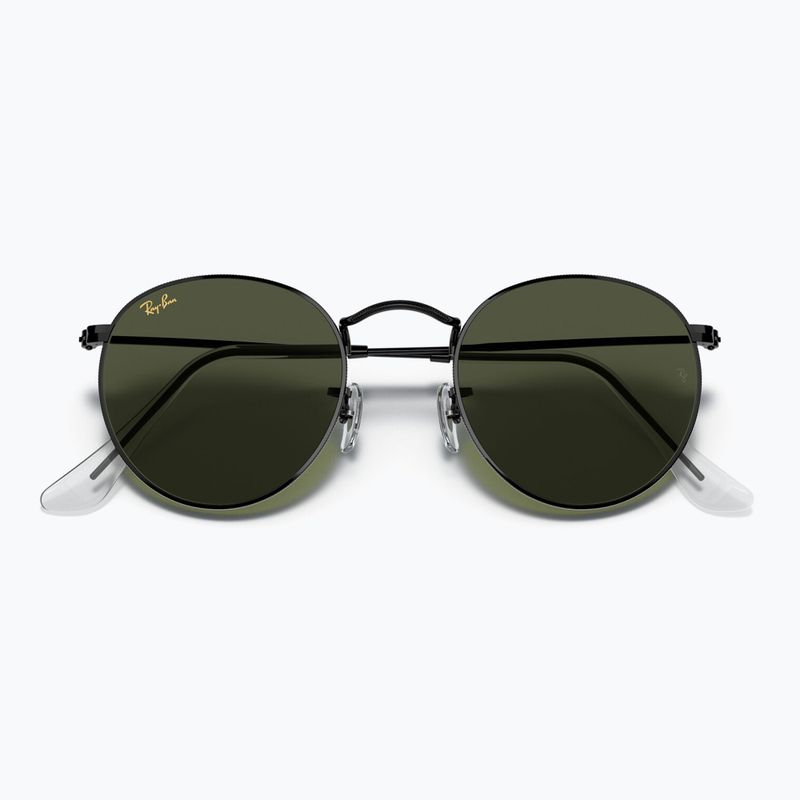Akiniai nuo saulės Ray-Ban Round Metal black/green g-15 3