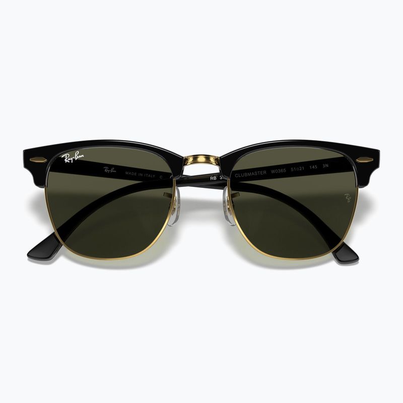 Akiniai nuo saulės Ray-Ban Clubmaster Classic black/gold/green g-15 3