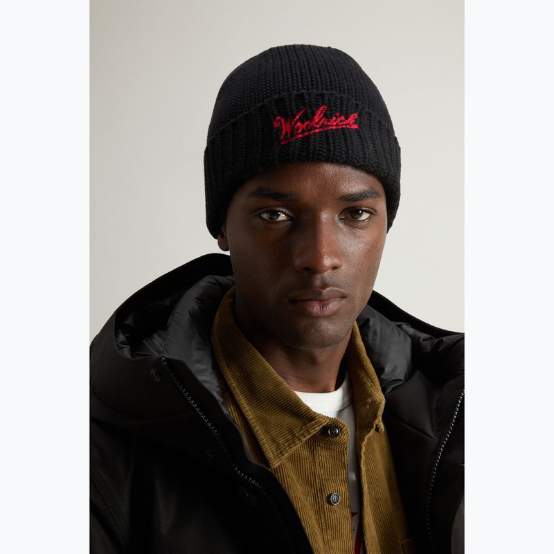 Vyriška žieminė kepurė Woolrich Merino Wool Logo Beanie black 6