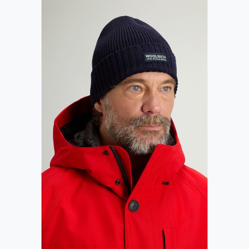 Vyriška žieminė kepurė Woolrich Legacy Patch Beanie melton blue 4