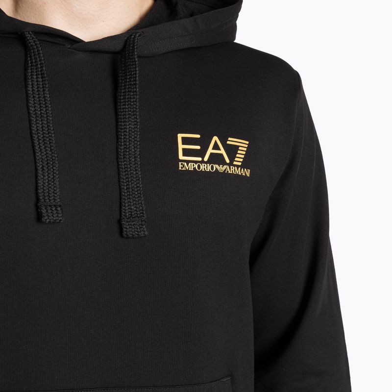 Vyriškas džemperis EA7 Emporio Armani Train Logo Series Hoodie Extended Logo Coft black/gold logo 3