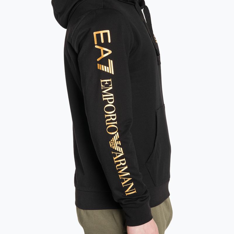 Vyriškas džemperis EA7 Emporio Armani Train Logo Series Hoodie Extended Logo Coft black/gold logo 4