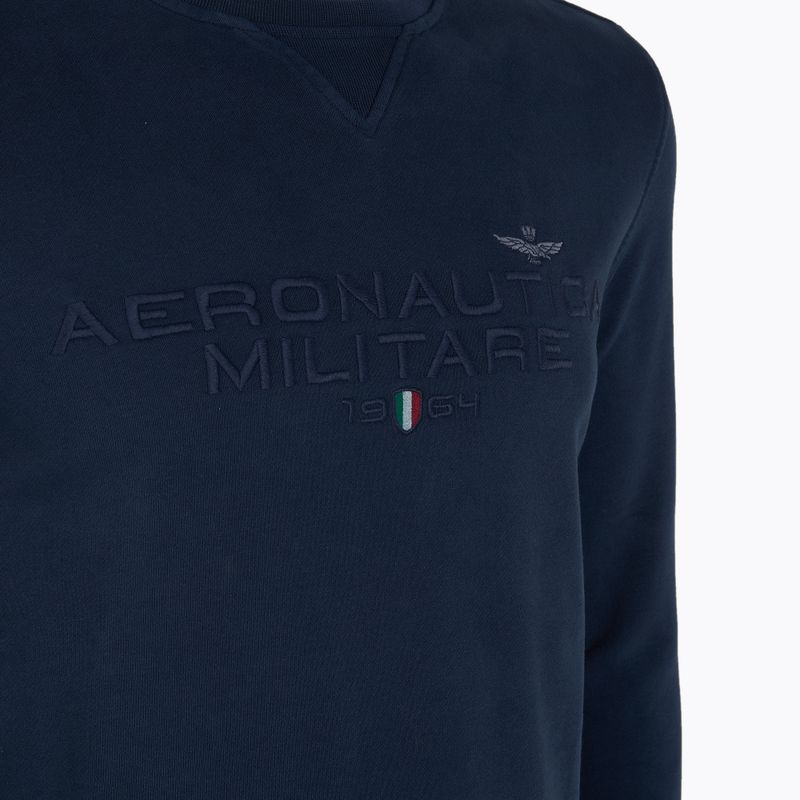 Vyriškas džemperis Aeronautica Militare 251FE1985F539 tamsiai mėlynas skalbto stiliaus 3