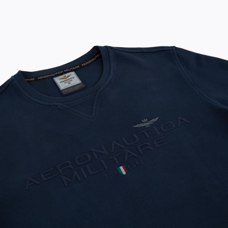 Vyriškas džemperis Aeronautica Militare 251FE1985F539 tamsiai mėlynas skalbto stiliaus 4
