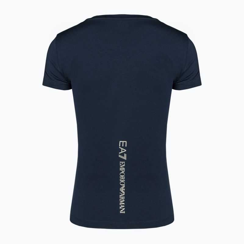 Moteriški marškinėliai EA7 Emporio Armani Train Shiny navy blue/logo light gold 2