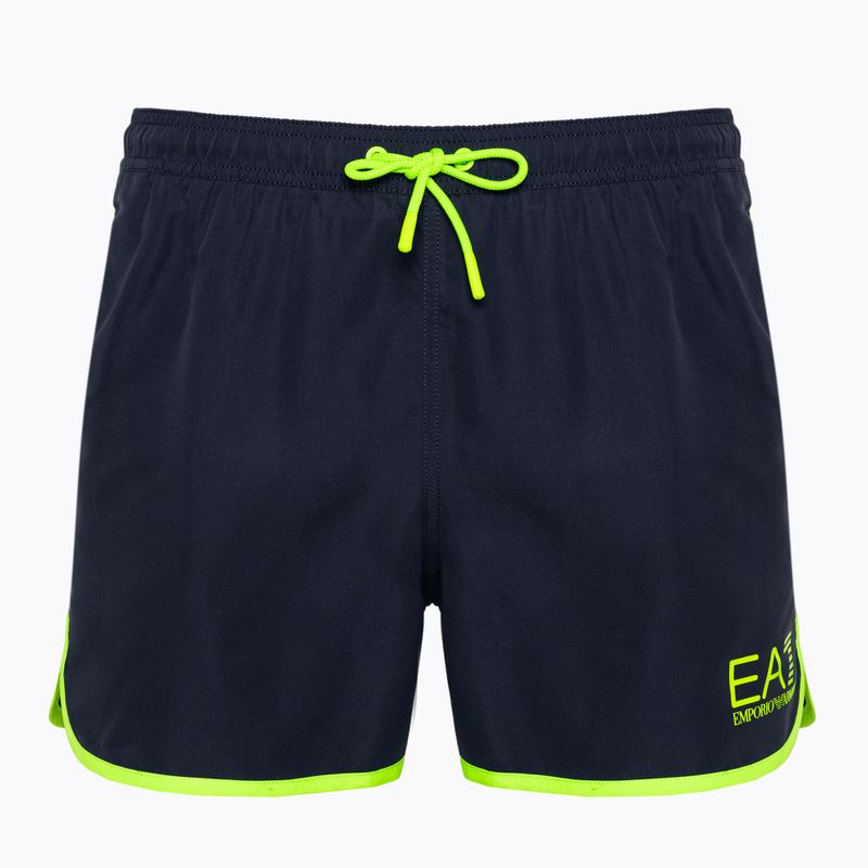 Vyriški maudymosi šortai EA7 Emporio Armani Water Sports Core Piping blu navy/fluo lime