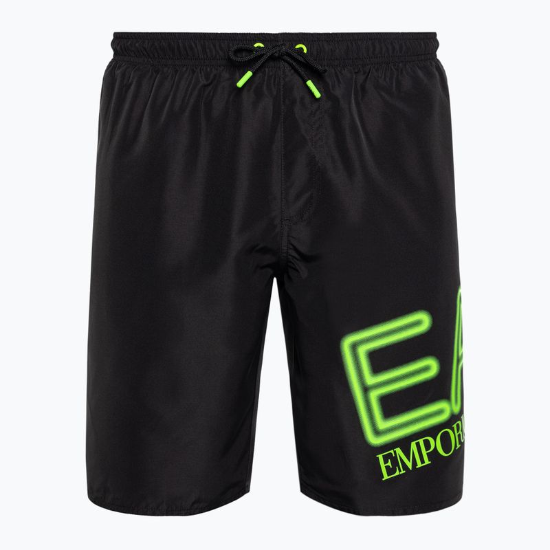 Vyriški maudymosi šortai EA7 Emporio Armani Water Sport Logo Bermuda nero/fluo lime