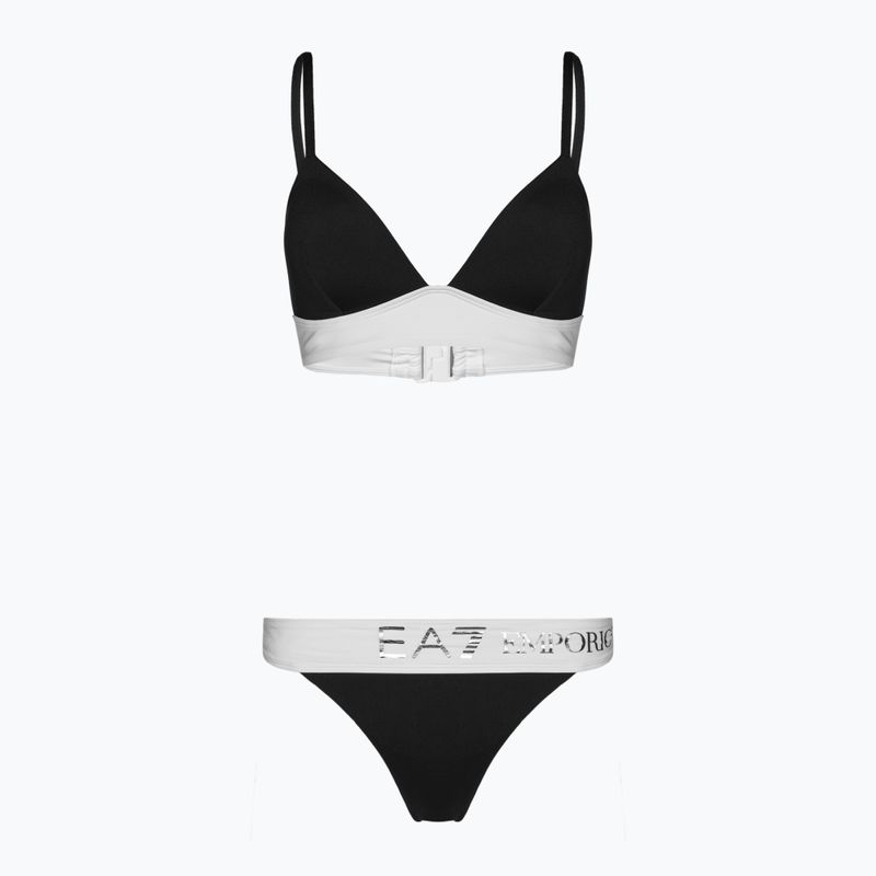 Moteriškas dviejų dalių maudymosi kostiumėlis EA7 Emporio Armani Water Sports BW Maxi Logo bianco/nero