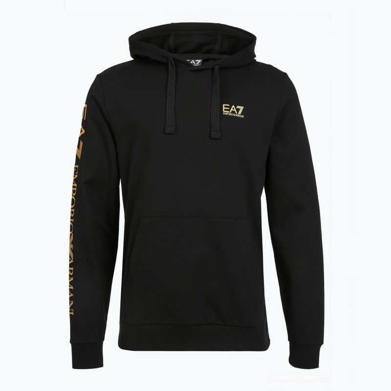 Vyriškas džemperis Emporio Armani EA7 Train Logo Series Extended Logo Hoodie black / gold
