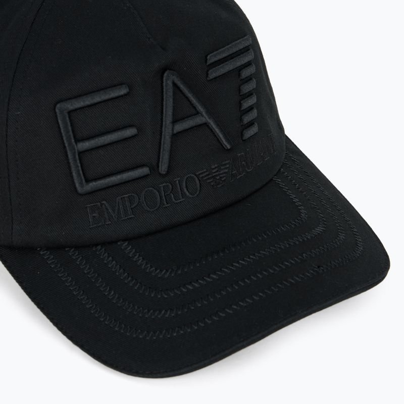 EA7 Emporio Armani Train Logo Series Siuvinėta beisbolo kepuraitė juoda 3