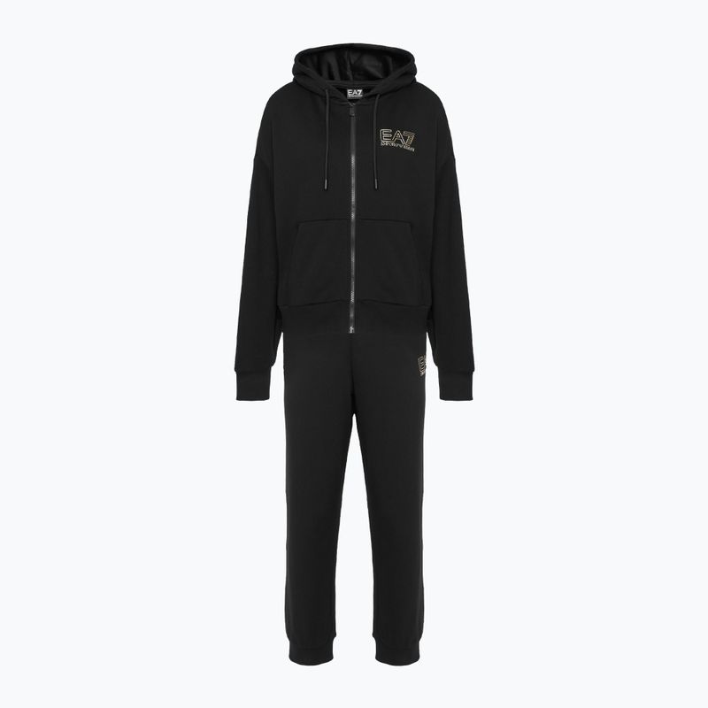 Moteriškas EA7 Emporio Armani Traukinio matomumo sportinis kostiumas HO CH FZ black/gold