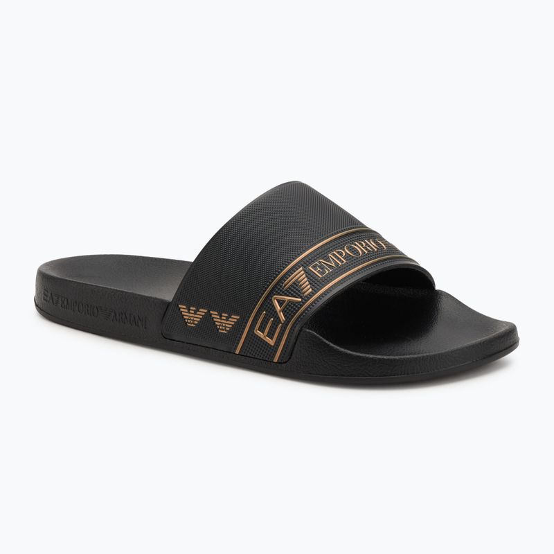 Šlepetės EA7 Emporio ArmaniWater Sports Tape full black / gold