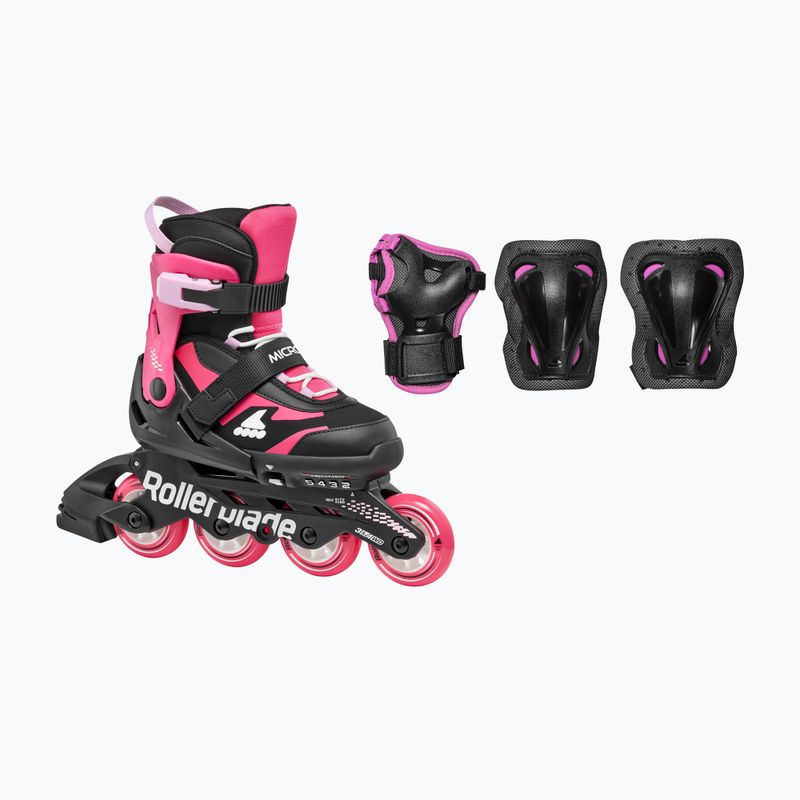 Vaikiški riedučiai su apsaugomis Rollerblade Microblade Combo Jr black/pink 15