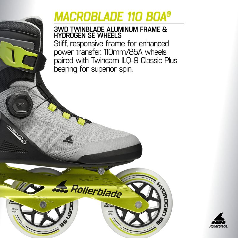 Vyriški riedučiai Rollerblade Macroblade 110 Boa black/grey/lime 9