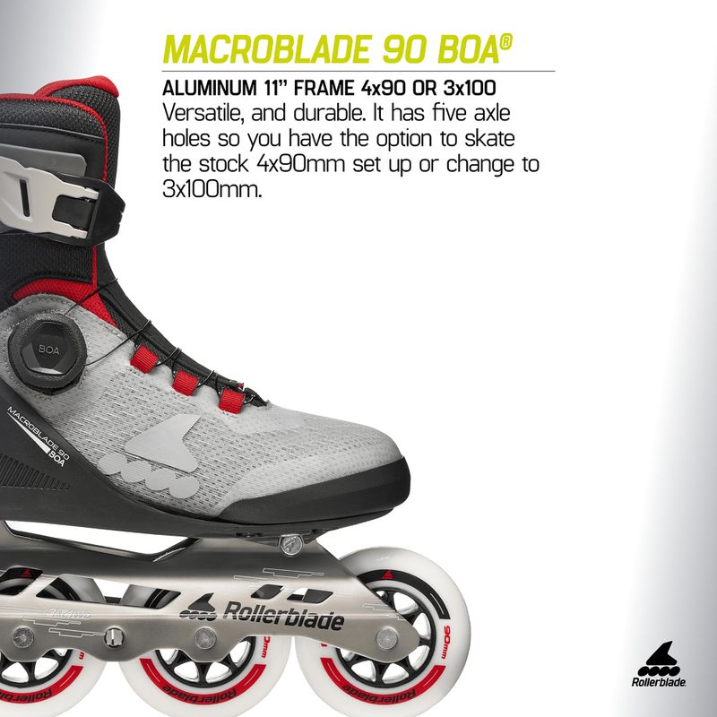 Vyriški riedučiai Rollerblade Macroblade 90 Boa black/grey/red 9