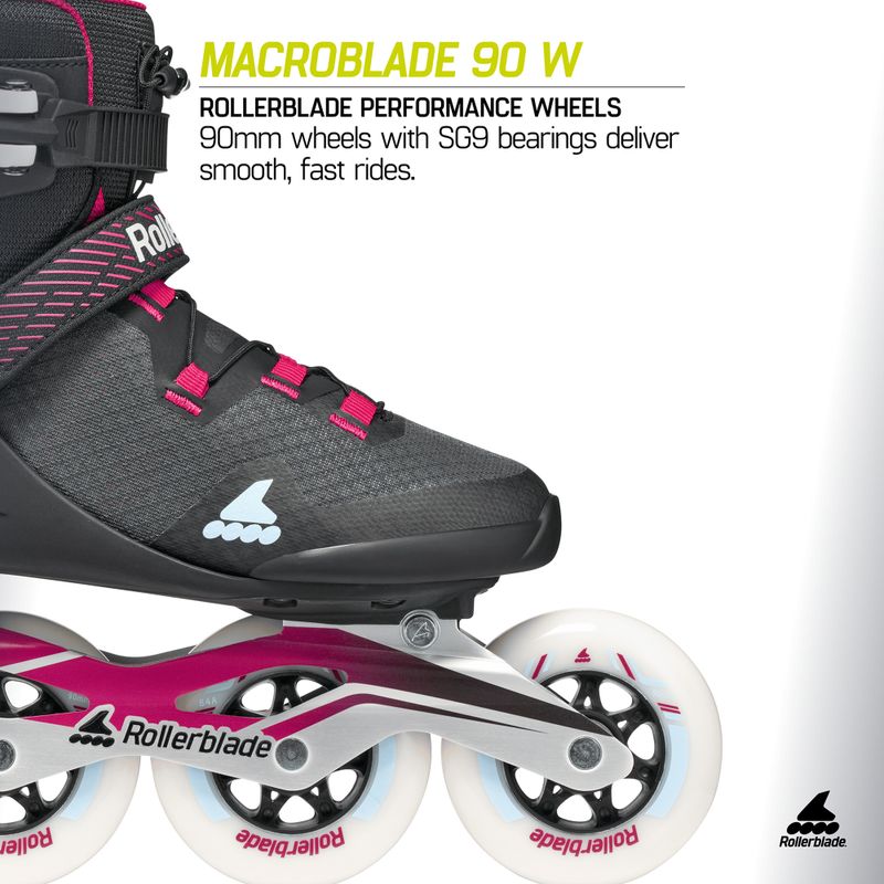 Moteriški riedučiai Rollerblade Macroblade 90 W black/burgundy/ocean green 9