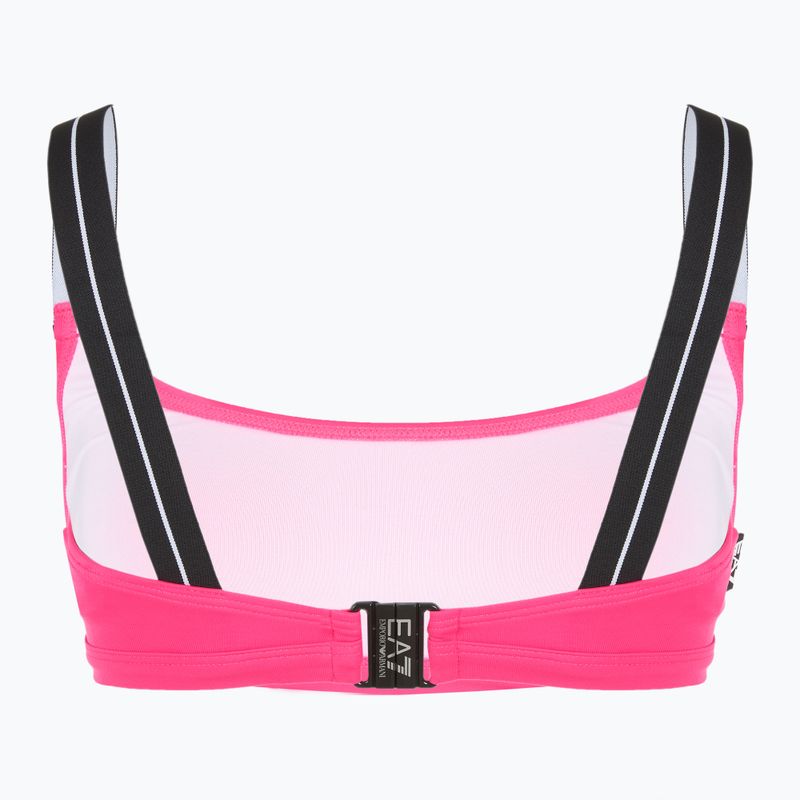 Moteriškas dviejų dalių maudymosi kostiumėlis EA7 Emporio Armani Logo Tape Bikini Top neon pink 4