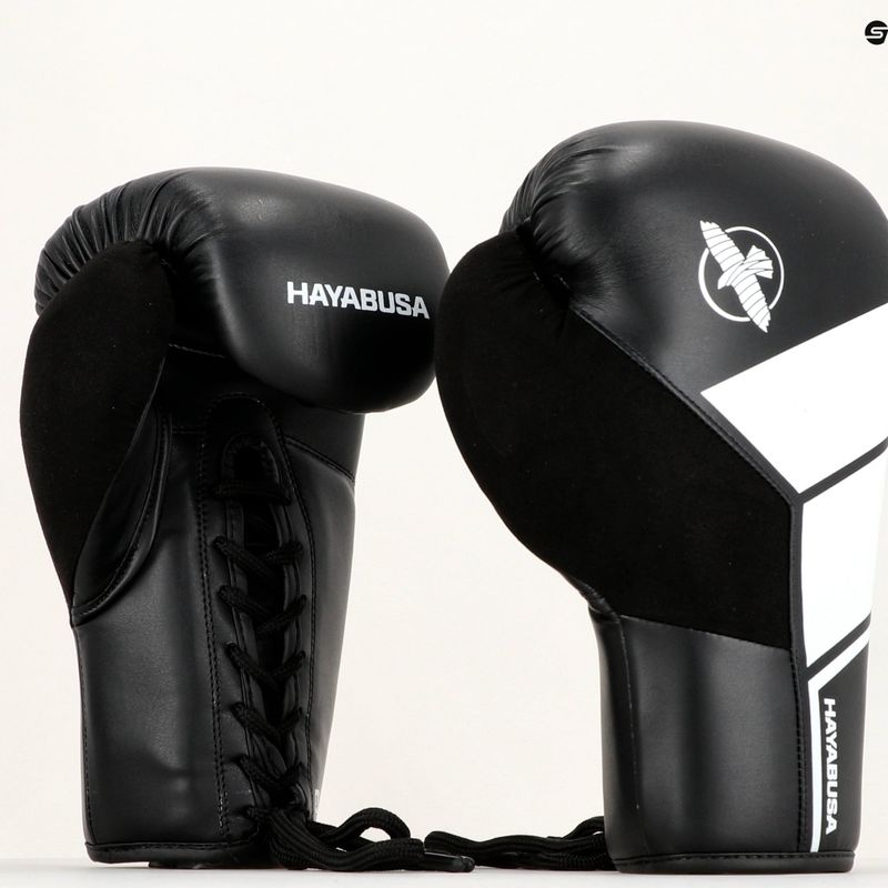 Hayabusa S4 Lace Up bokso pirštinės baltos S4LACBG-BK 12