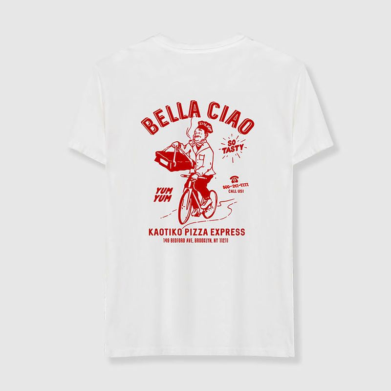 Vyriški marškinėliai Kaotiko Washed Bella Ciao white 2
