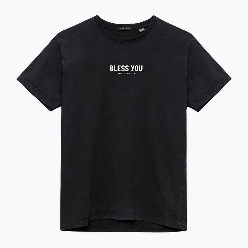 Moteriški marškinėliai Kaotiko Washed Bless You black 3