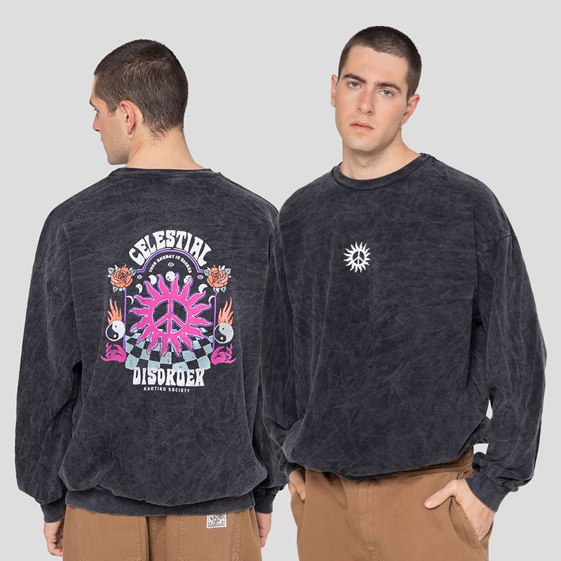 Vyriškas džemperis Kaotiko Washed Celestial Disorder black 3