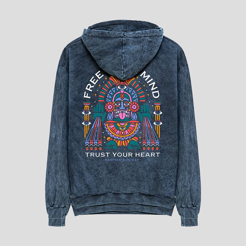 Vyriškas džemperis Kaotiko Washed Free Your Mind navy 2