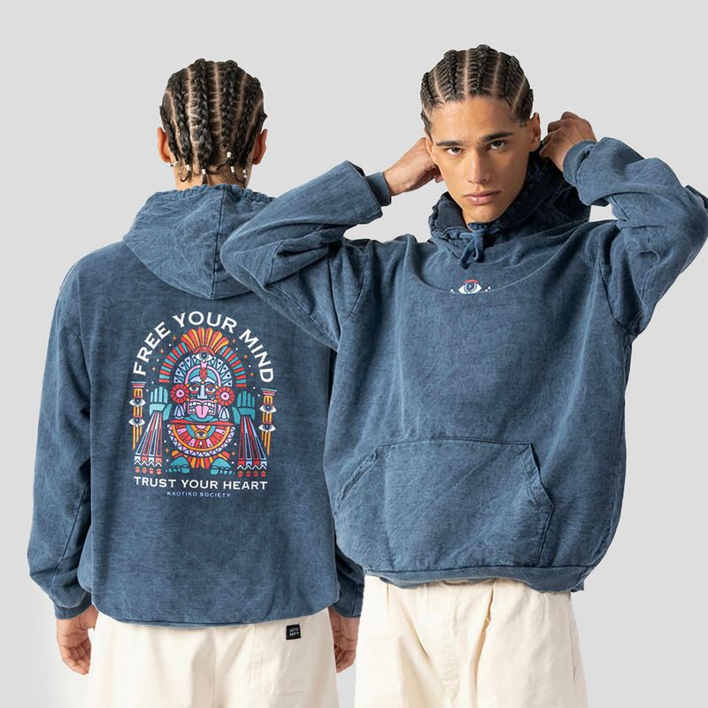 Vyriškas džemperis Kaotiko Washed Free Your Mind navy 3