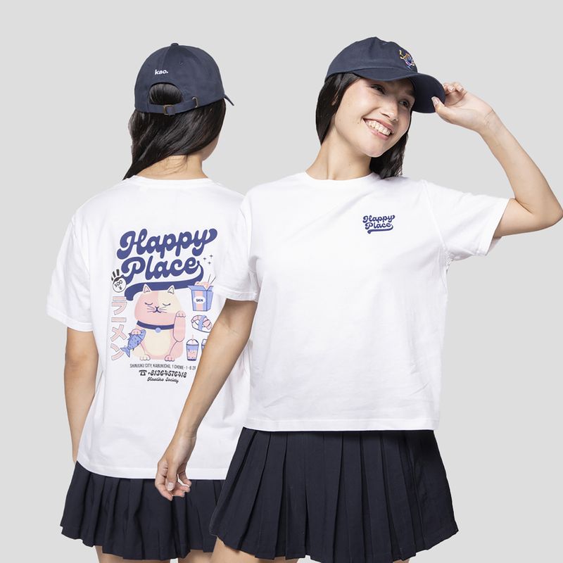 Moteriški marškinėliai Kaotiko Happy Place white 2