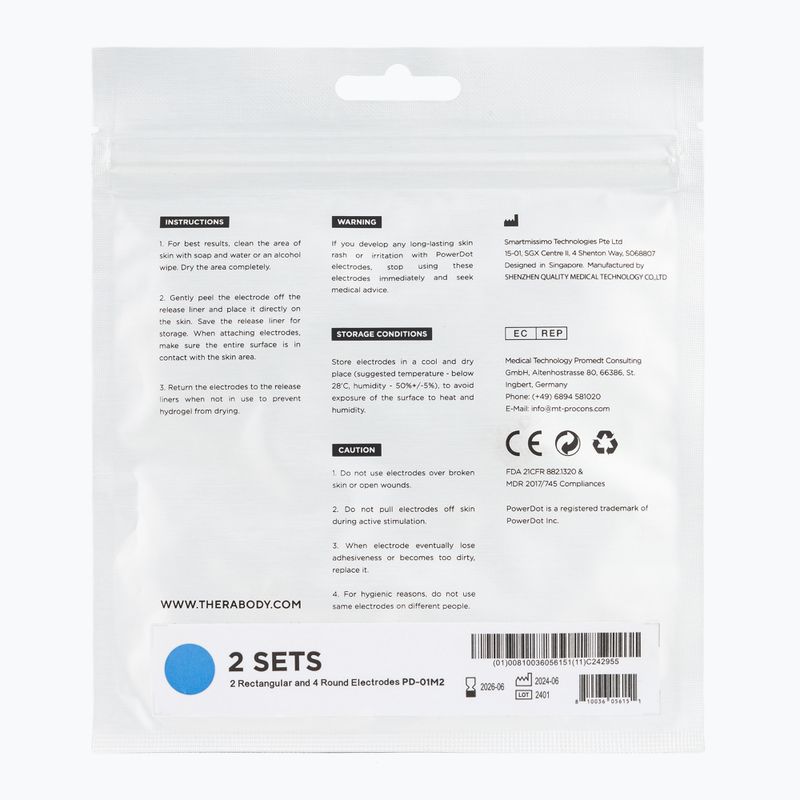 Apsaugos uždengimai Therabody PowerDot Elektrody 2.0 Pad 6 szt. blue 2