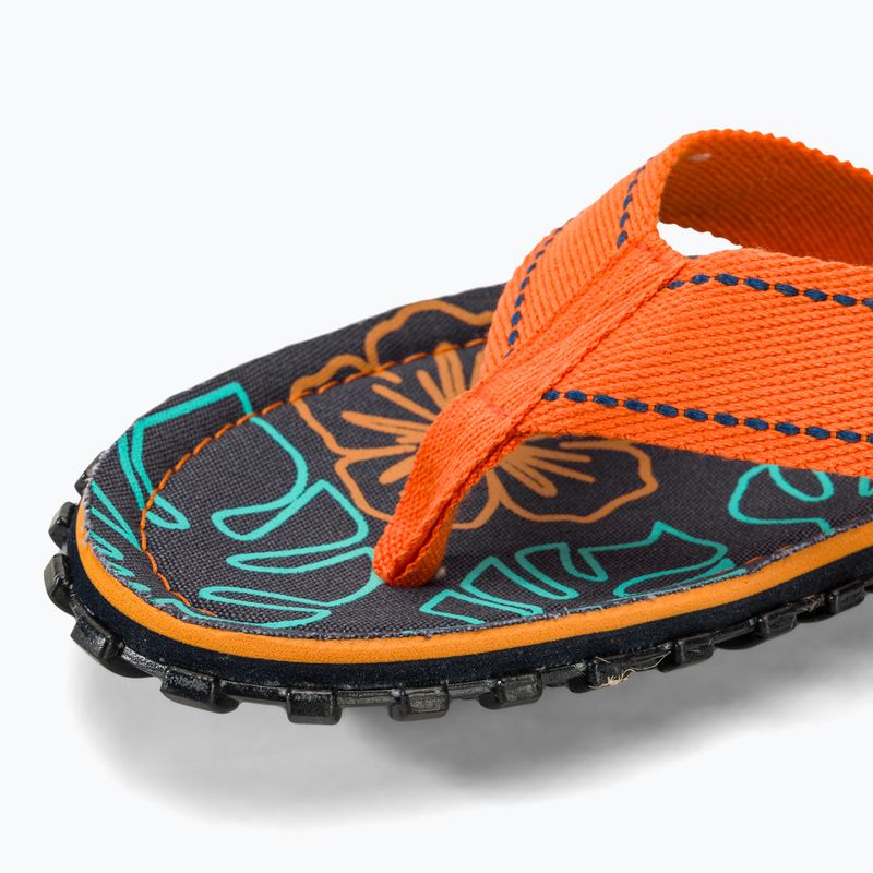 Šlepetės per pirštą Gumbies Islander orange hibiscus 7