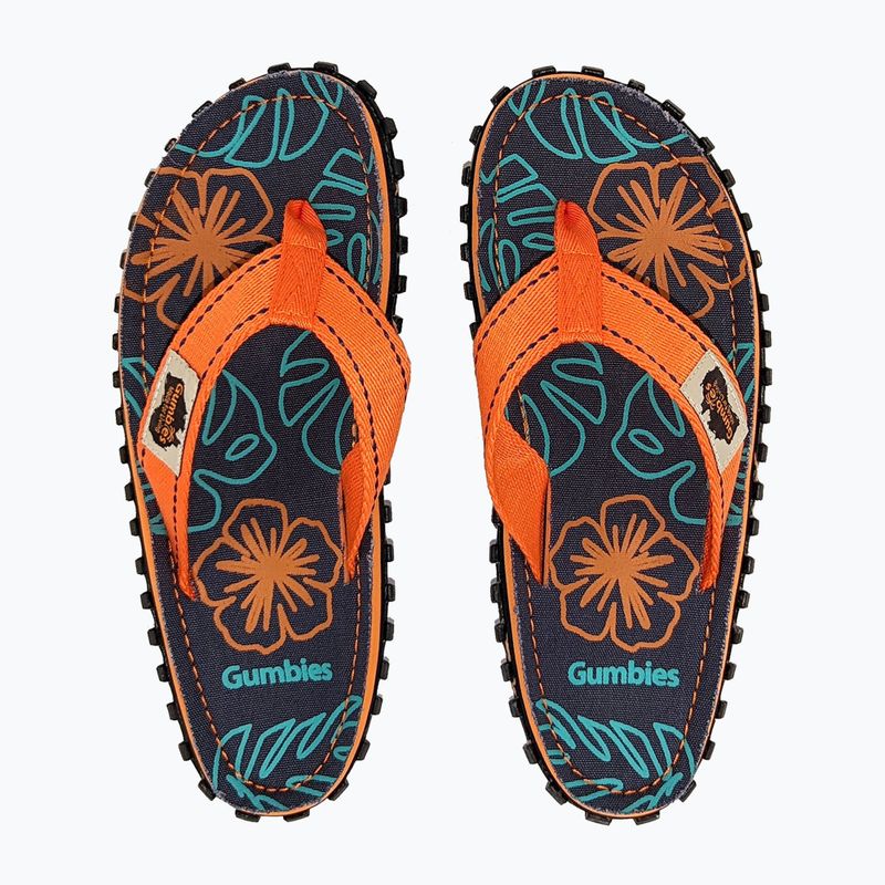 Šlepetės per pirštą Gumbies Islander orange hibiscus 8