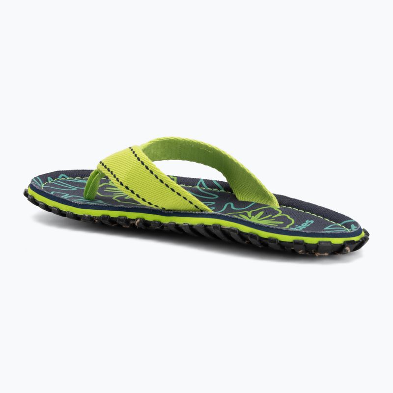 Šlepetės per pirštą Gumbies Islander lime hibiscus 3