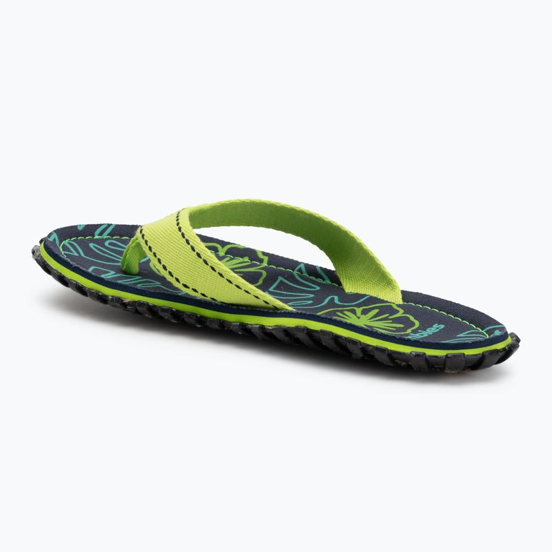 Šlepetės per pirštą Gumbies Islander lime hibiscus 3