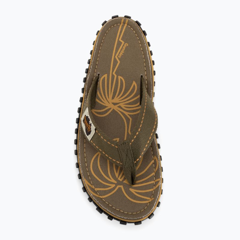 Šlepetės per pirštą Gumbies Islander palm leaf khaki 5