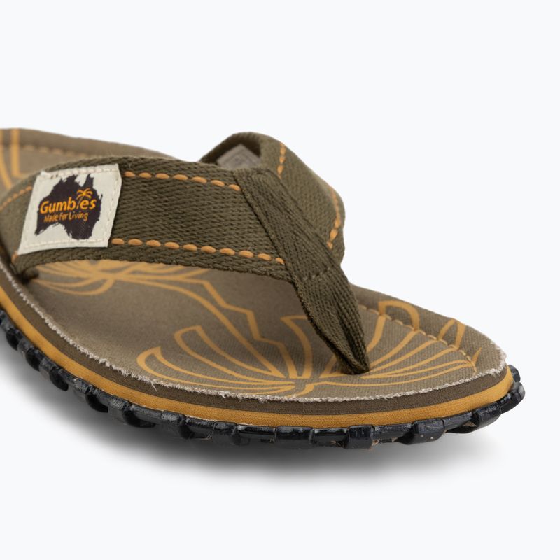 Šlepetės per pirštą Gumbies Islander palm leaf khaki 7