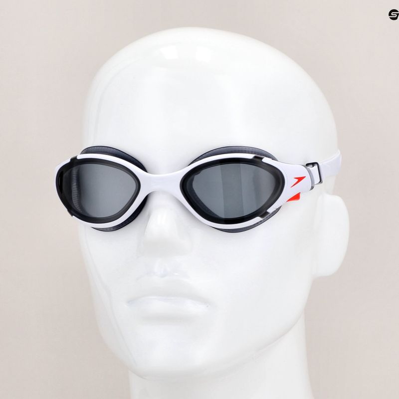 Speedo Biofuse 2.0 balti/raudoni/šviesiai dūminiai plaukimo akiniai 8-00233214500 10