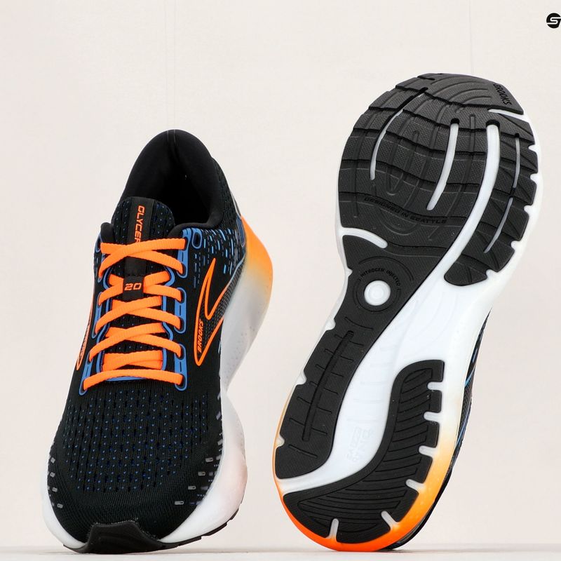 Brooks Glycerin 20 vyrų bėgimo bateliai juodi/klasikiniai mėlyni/orange 12