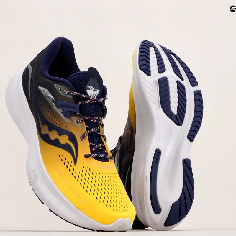 Saucony Ride 15 vyriški bėgimo bateliai tamsiai mėlyna ir geltona S20729-65 15