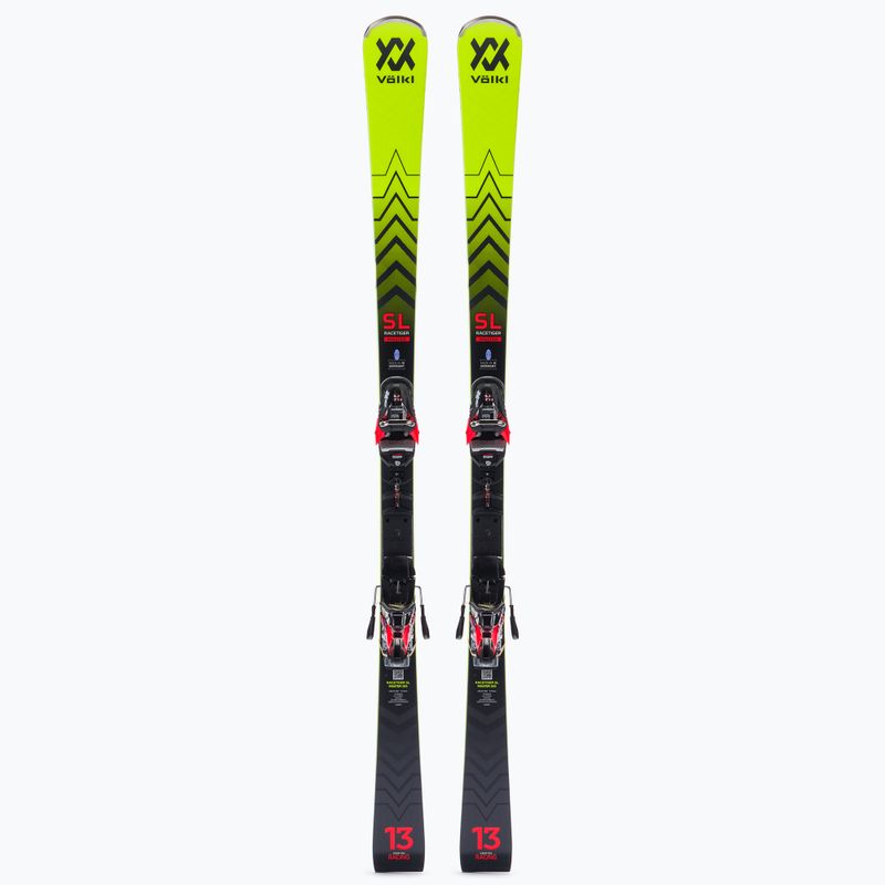 Völkl RACETIGER SL MASTER + XComp 16 GW Master kalnų slidės juoda/geltona 121021
