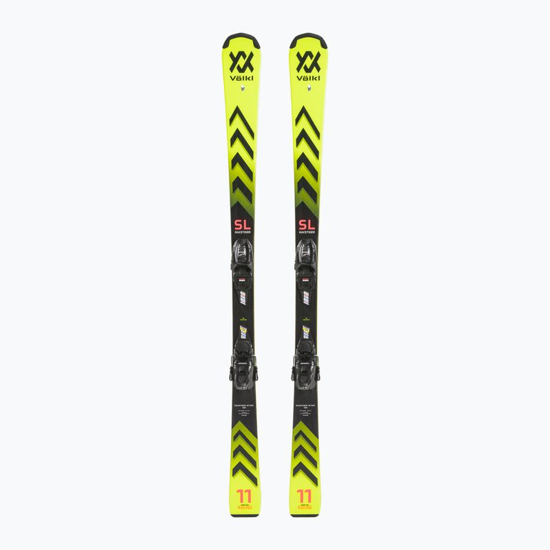 Vaikiškos kalnų slidės Völkl Racetiger Junior Pro + 7.0 VMotion Jr flo yellow/black