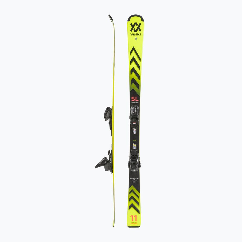 Vaikiškos kalnų slidės Völkl Racetiger Junior Pro + 7.0 VMotion Jr flo yellow/black 2