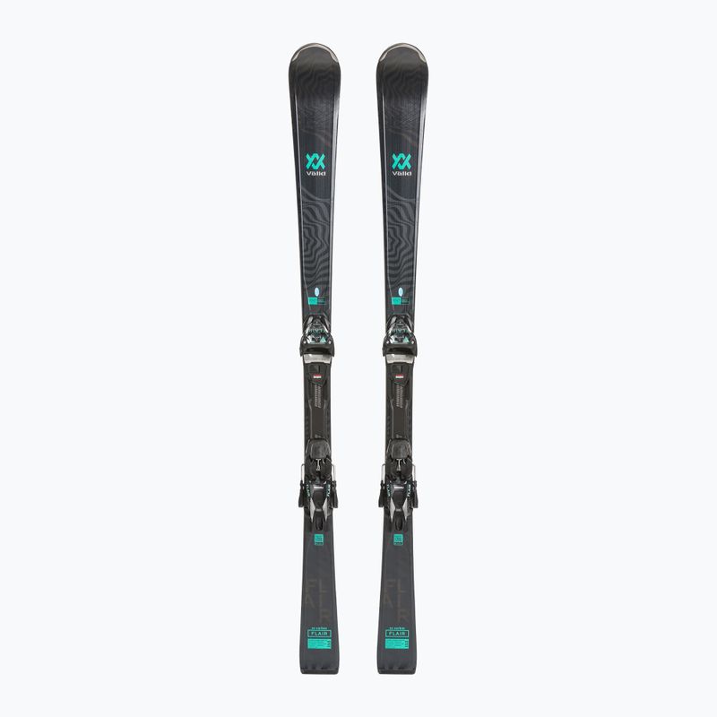 Moteriškos kalnų slidės Völkl Flair SC Carbon + vMotion 11 ALU GW black/teal/silver