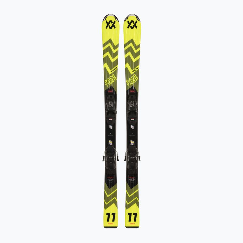 Vaikiškos kalnų slidės Völkl Racetiger Jr Yellow + Bindings 4.5 VMotion Jr 100-120 cm geltonos spalvos